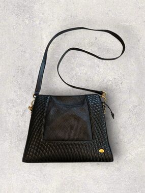 Bally Black Quilted Leather Crossbody Bag with Gold Accents